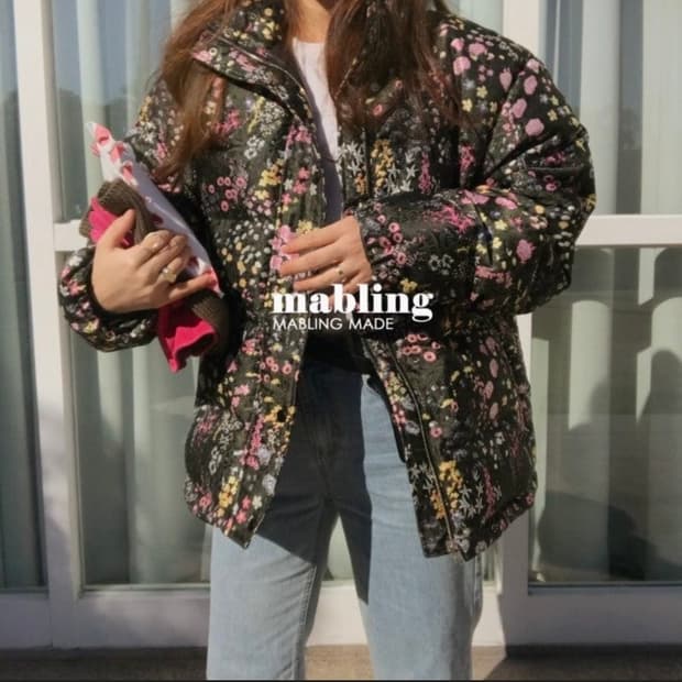 mabling Flower Jacquard Down Puffer