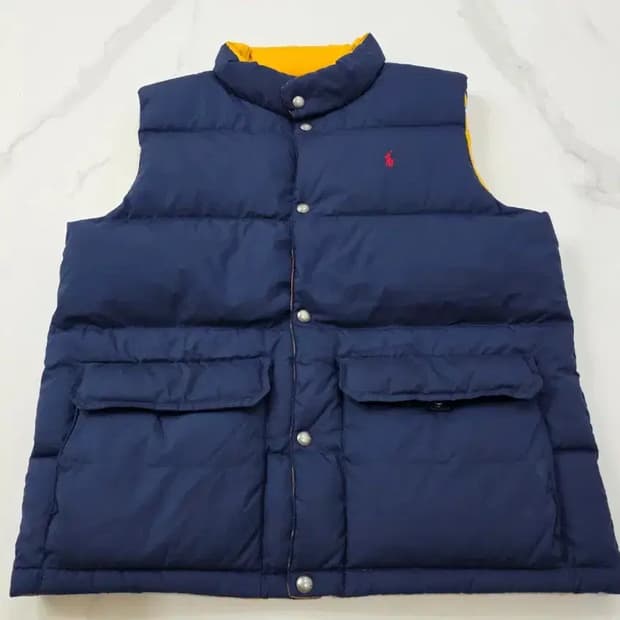 폴로 랄프로렌 리버시블 패딩 조끼 네이비/옐로우 95