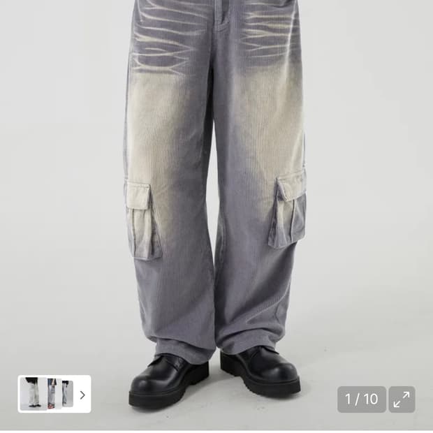 (L) 트릴리온 빈티지 워싱 코듀로이 와이드 카고 팬츠 (GRAY)