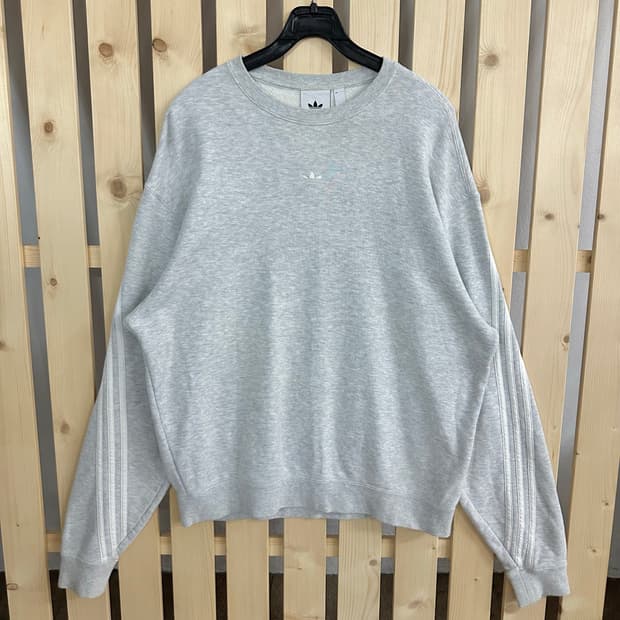 (XL) 아디다스 미드로고 맨투맨 그레이