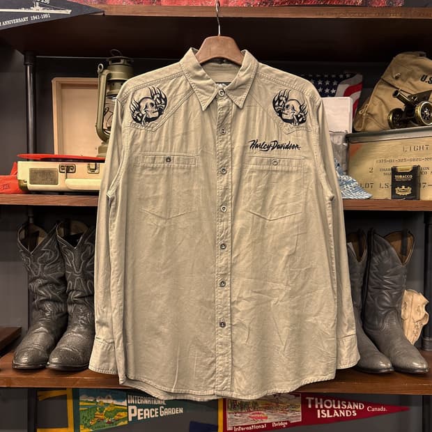 00s 할리데이비슨 플레임스컬 엠브로이드 코튼 워크자켓 N960