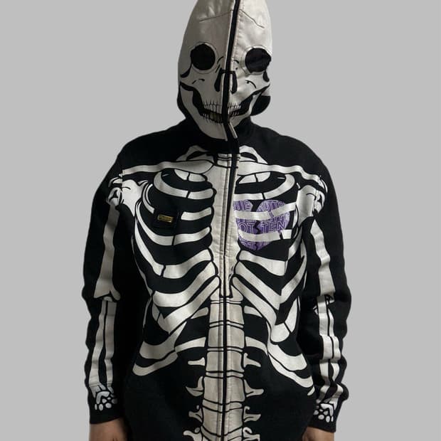 칸예 LRG 야광 스켈레톤 안감후리스 김프 후드집업 블랙버전