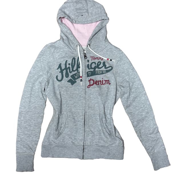 타미힐피거 그레이핑크 하트 후드집업