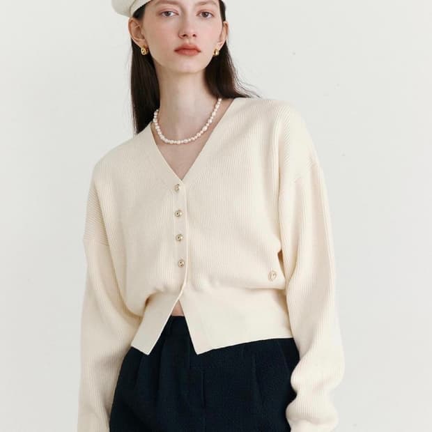 로라로라 벌룬 슬리브 가디건