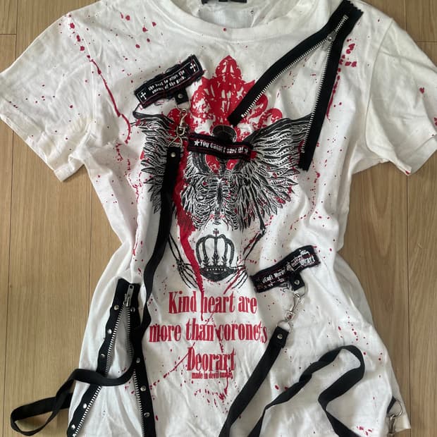 Deorart punk skull red painting shirt