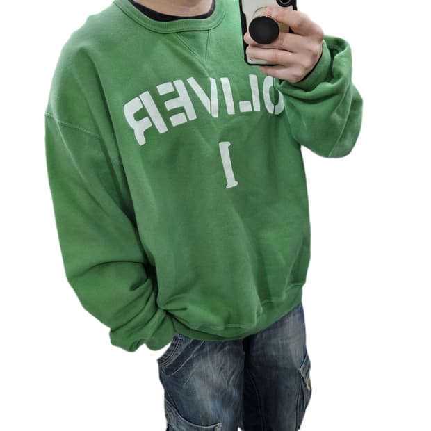 토마스모어 올리버 말차 그린 오버핏 맨투맨