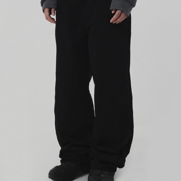 SEMI WIDE PANTS [BLACK]-기명 콜라보