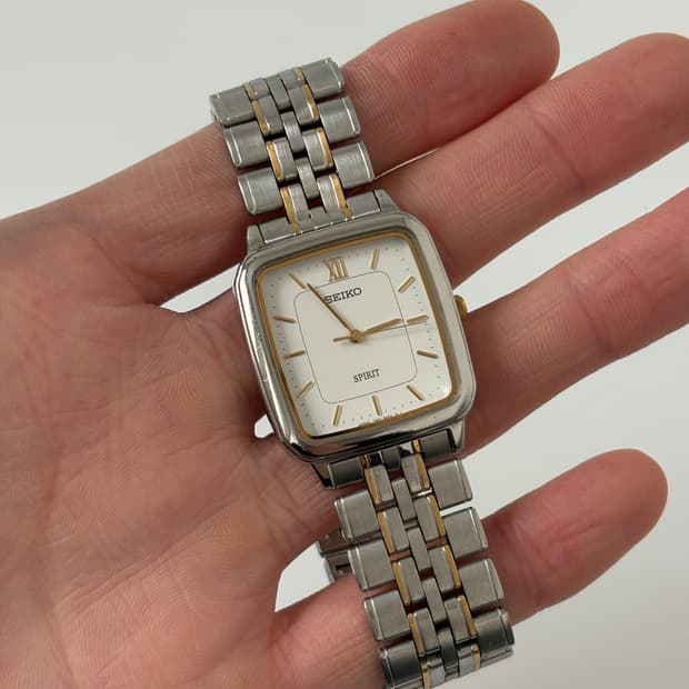 SEIKO 빈티지 시계 1990년대 Spirit 콤비 스퀘어 탱크 쿼츠
