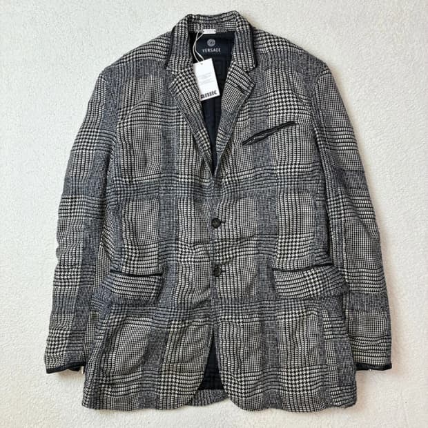 베르사체 하운드투스 체크 빈티지드 블레이저 자켓 PN5966