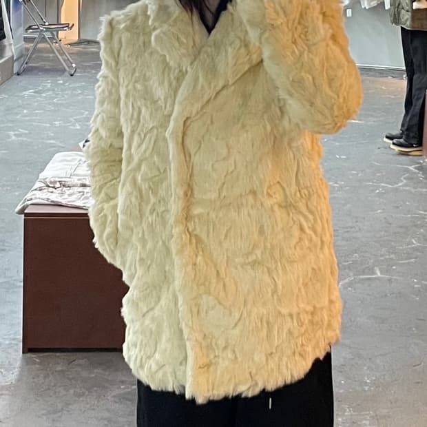 빈티지 퍼 미디 코트 H1503