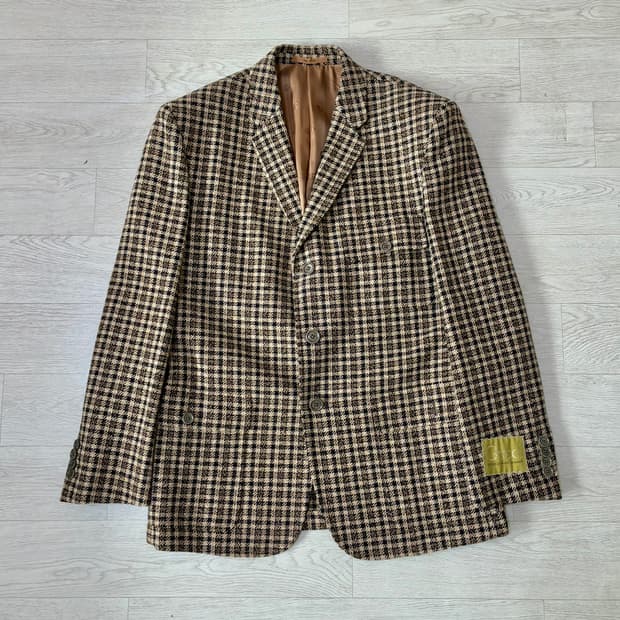 [48] 구찌 체크 울 트위드 블레이저 재킷