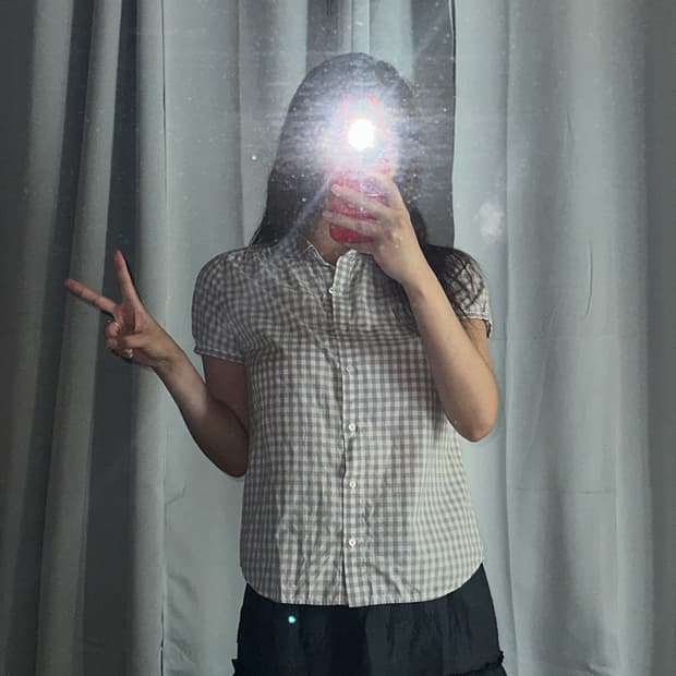 모리 너드 체크 블라우스 셔츠