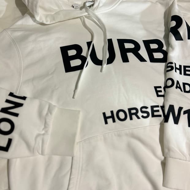 버버리 호스페리 프린트 코튼 후드 화이트