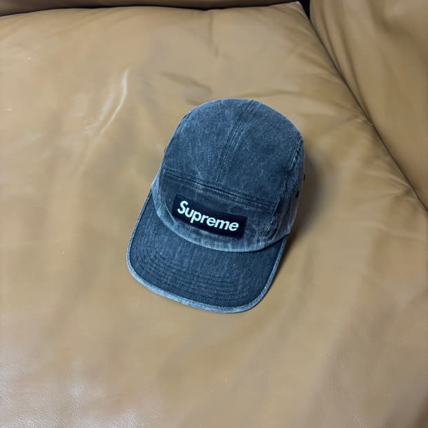 Supreme 슈프림 워시드 데님 블랙 캠프캡 모자 Denim Black