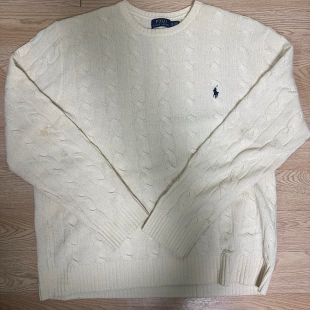 폴로 랄프로렌 아이보리 케이블 니트xl