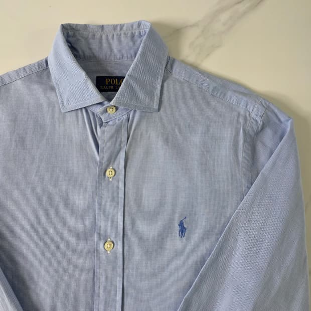 Polo Ralph Lauren / 블루 잔체크 드레스셔츠