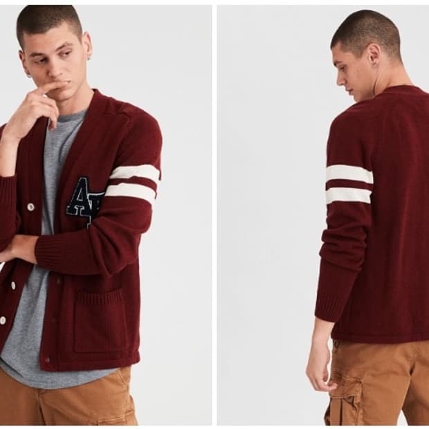 아메리칸 이글 / 버건디 가디건, 남성 가디건 / S(100)