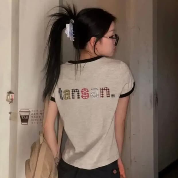 탄산마그네슘 반팔티셔츠 아플리케 링거티