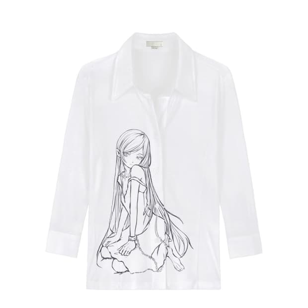 Bonnae 본네 우먼 쓰리쿼터 슬리브 셔츠 화이트