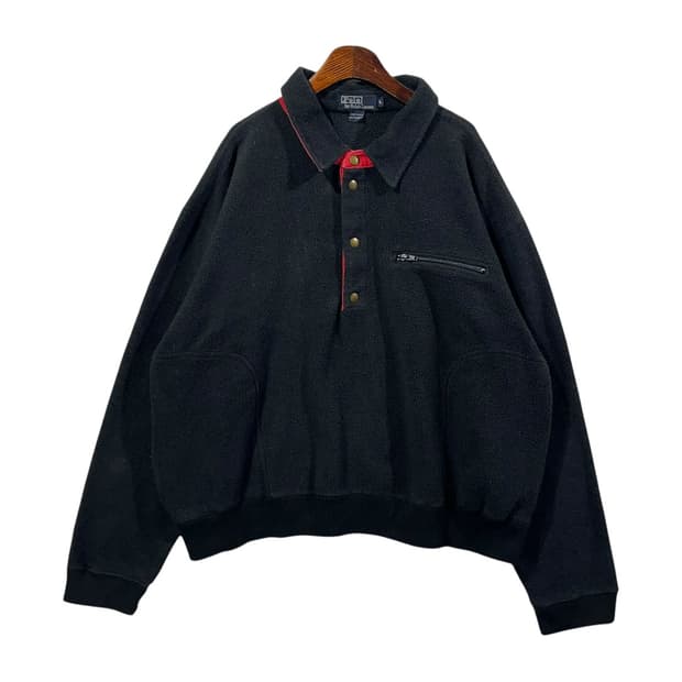 [Polo] 90s 폴로랄프로렌 배색 파이핑 플리스 스냅티