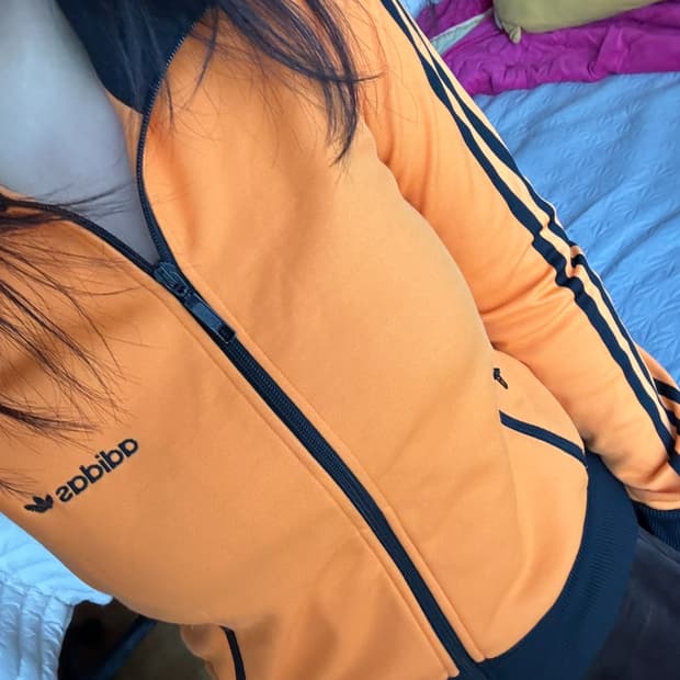 아디다스 주황색 크롭 져지 xs