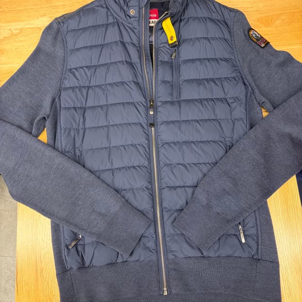 [L] 파라점퍼스 패딩 니트 집업 블루