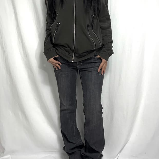 Washed gray boots cut pants