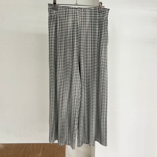 플리츠 플리즈 체크패턴 밴딩 하프 팬츠