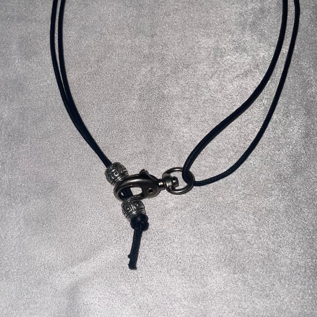 Vintage leather ball necklace 