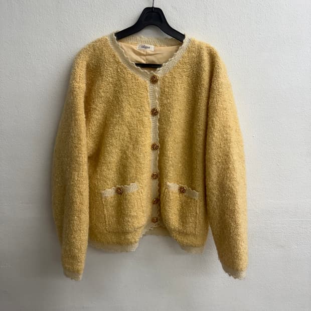 IDANA JPN  여성 부클레 모헤어 옐로 트위드 자켓 (M)