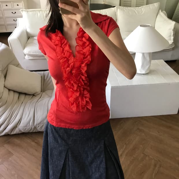 vintage ruffle lace top