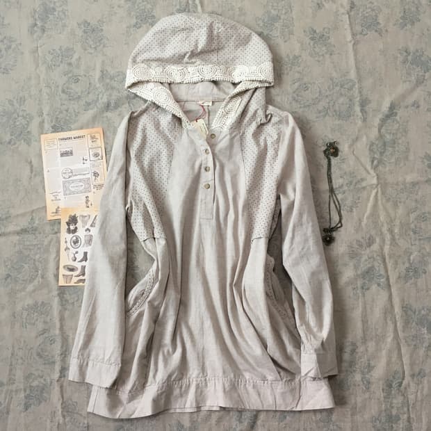 jpn vintage mori dot crochet hood one-pi