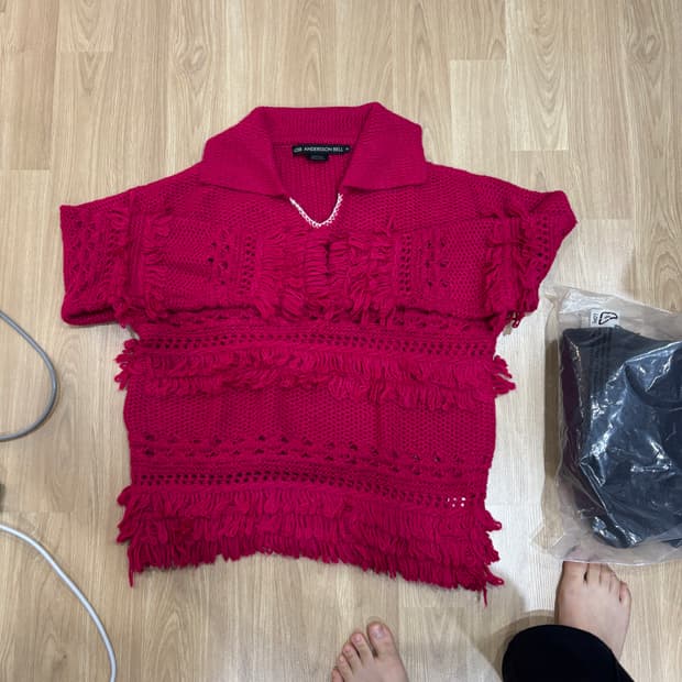 앤더슨벨 / 로슈 웨스턴 레드 마젠타 니트 스웨터  / xl 2xl