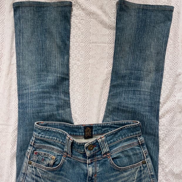 Blue denim semi bootcut pants