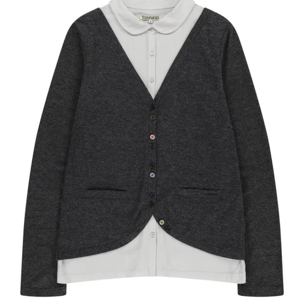 코이세이오 레이어드 셔츠 가디건 그레이