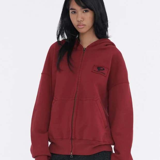 웰빙익스프레스 버건디 집업 s