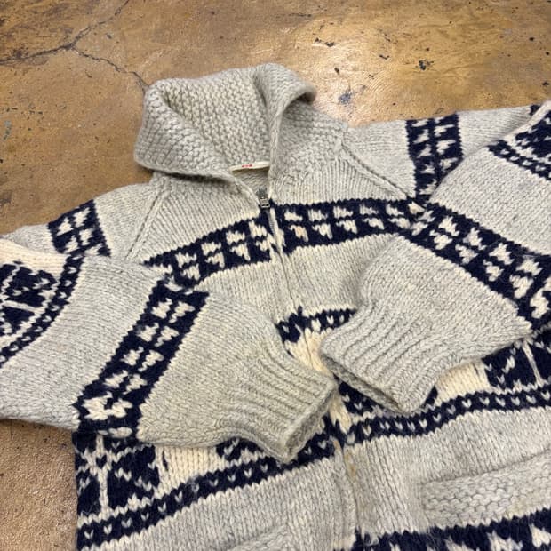 코위찬 빈티지 모리 그레이 카라 니트 집업