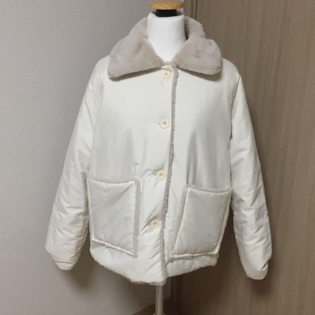 리버시블 베이지 모카 퍼 자켓 빈티지 갸루