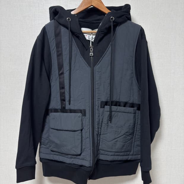 [새상품]캐논 워크웨어 블랙 패딩 조끼 후드 집업