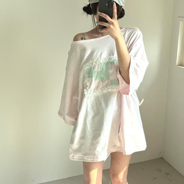 사화룸  패치 반팔 슬리브