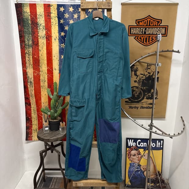 80~90s 프렌치 워크웨어 코튼트윌 커버올 점프수트 N984