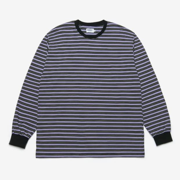 아노트 멀티 스트라이프 롱 슬리브 블랙 퍼플