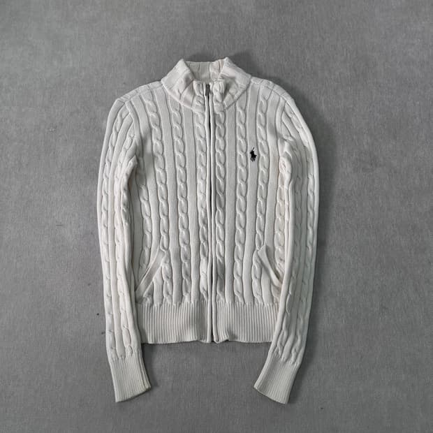 W 90 폴로 랄프로렌 스포츠 꽈배기 니트 집업