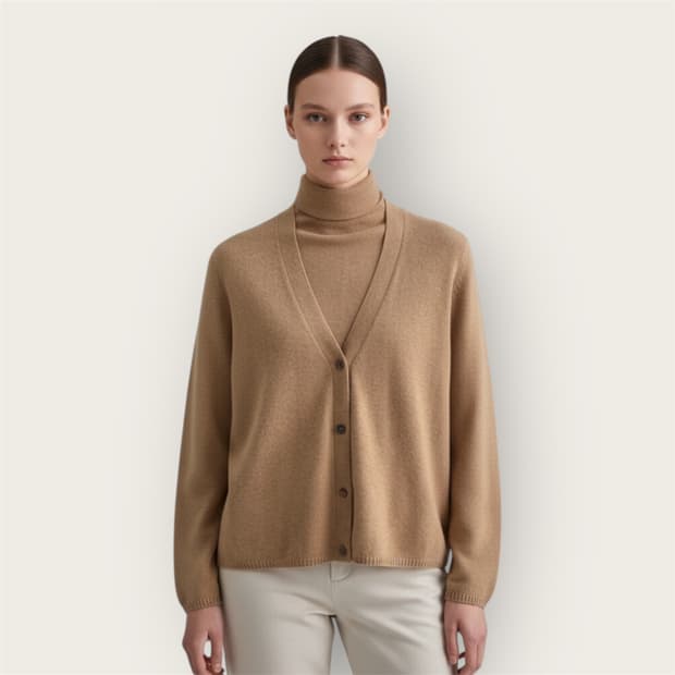 L/ 에르메스 이중 레이어 캐시미어 가디건