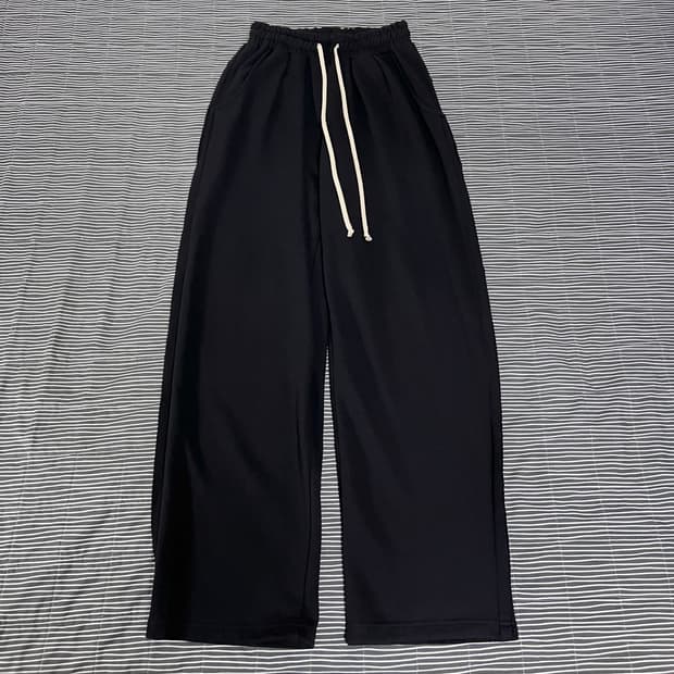 어텐션로우 사이드컷 와이드 스웻 팬츠 블랙 2size