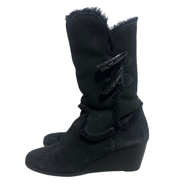 웨지힐 퍼 부츠