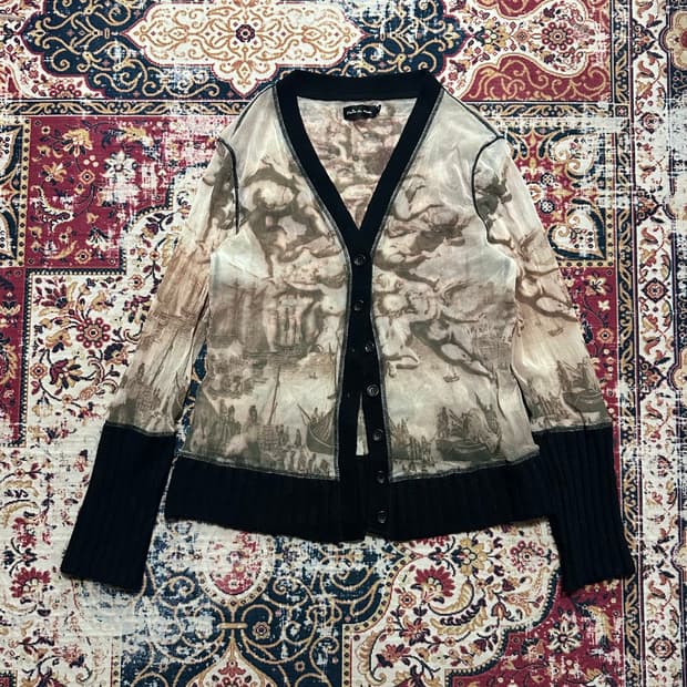 오리엔탈 엔틱 니팅+시스루 가디건