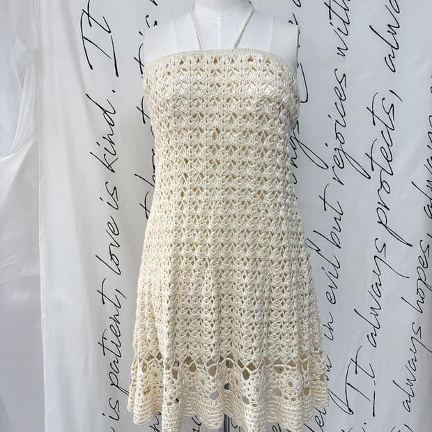 popo creamy crochet knit skirt/dress
