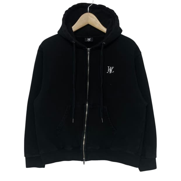 우알롱 로고 후드집업 블랙