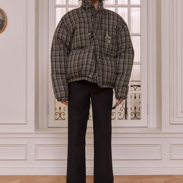 [M] 22FW STU 덕 다운 숏 자켓 멀티 체크